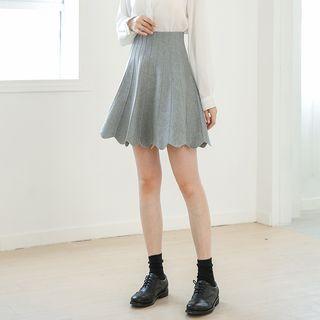 Scallop Hem Flared Skirt