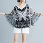 Batwing-sleeve Mesh Top