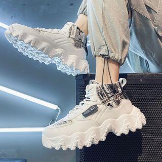 Printed Panel Lace-up High-top Athletic Sneakers
