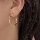 Set Of 3 : Alloy Hoop Earring + Stud Earring Set - Gold - One Size