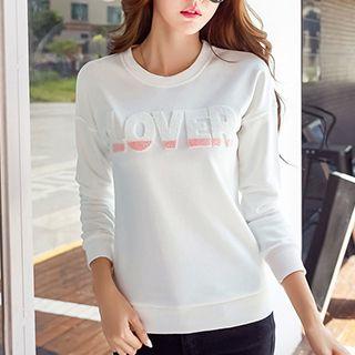 Lettering Applique Sweatshirt