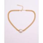 Faux-pearl Ball-chain Choker Gold - One Size