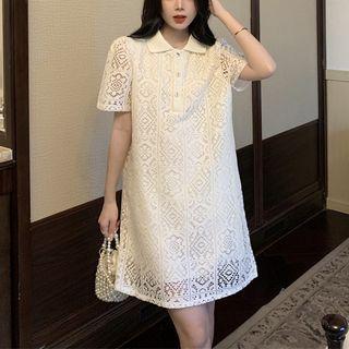 Short-sleeve Lace A-line Polo Dress