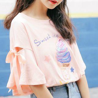 Ice Cream Sequined Short Sleeve T-shirt