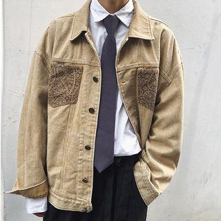 Patterned Panel Buttoned Jacket