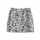 Leopard A-line Slit Mini Skirt