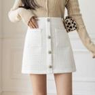 Chenille High-waist A-line Mini Skirt