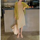 Striped Sleeveless Dress / Long Sleeve Blouse