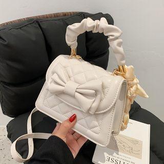 Bow Quilted Top Handle Crossbody Bag
