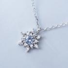 925 Sterling Silver Rhinestone Snowflake Pendant Necklace Necklace - One Size