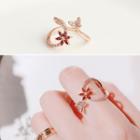 Rhinestone Flower Open Ring 1 Pc - Rose Gold - One Size