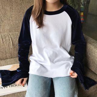 Velvet Raglan Long-sleeve T-shirt