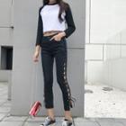 Side Lace-up Cropped Skinny Jeans