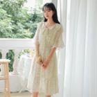 Floral Short-sleeve Mid A-line Dress