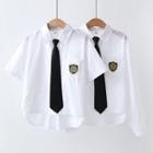 Embroidered Shirt / Tie / Short-sleeve Shirt / Set