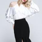 Long-sleeve Cold Shoulder Ruffle Top
