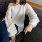 One Shoulder Oversize Long-sleeve Knit Top