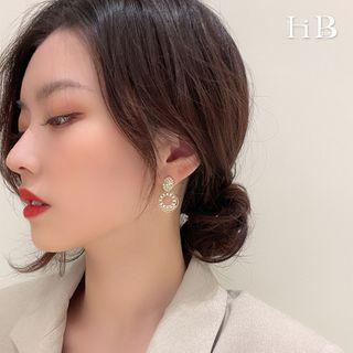 Hoop Alloy Dangle Earring 1 Pair - 925 Silver Needle - - One Size