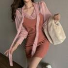 Tie-neck Blouse / A-line Pinafore Dress