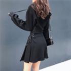 Lace Up-side Hooded Pullover Dress