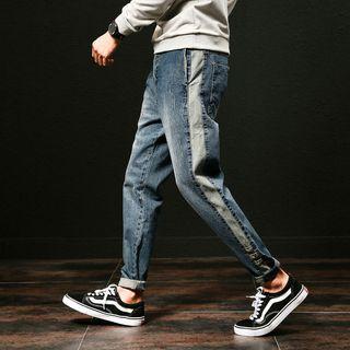 Contrast Panel Straight-fit Jeans