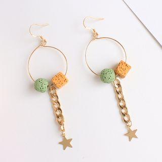 Stone Star & Hoop Dangle Earring