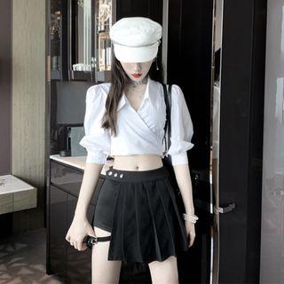 Short-sleeve Crop Top / Pleated Skort