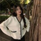 V-neck Two Tone Button-up Cardigan