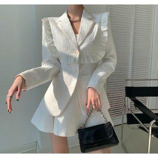 Frill Trim Button-up Coat