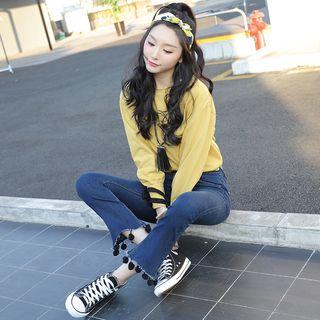 Ball Accent Boot Cut Jeans