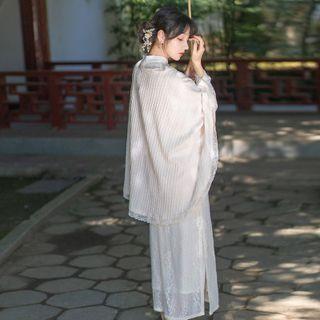 Traditional Chinese Knit Cape / Long-sleeve Maxi Dress