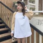Two-tone Lettering Long Sweatshirt