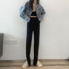 Slitted Straight-fit Dress Pants