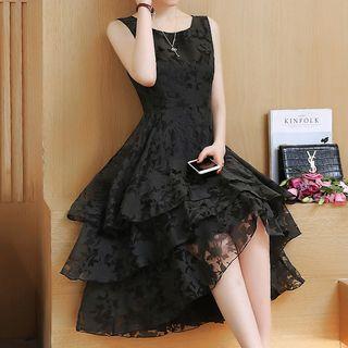 Layered Sheer Sleeveless A-line Dress