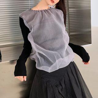 Long-sleeve Organza Panel T-shirt