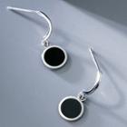 925 Sterling Silver Disc Dangle Earring 1 Pair - S925 Silver - Black - One Size