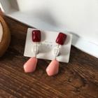 Color Block Drop Earring 1 Pair - Red & Pink - One Size