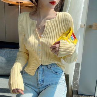 V-neck Button-down Light Knit Top