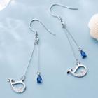 Whale Rhinestone Sterling Silver Earring 1 Pair - Silver & Blue - One Size