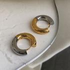 Two-tone Stainless Steel Hoop Earring 1 Pair - Gold & Silver - One Size