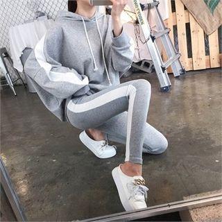 Set: Contrast-side Hoodie + Leggings