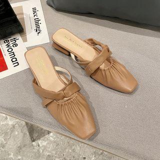 Shirred Buckled Mules
