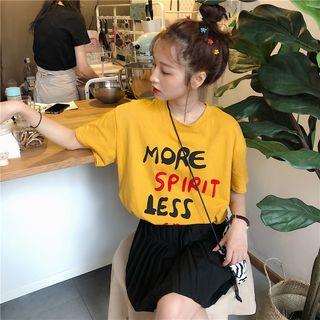 Short-sleeve Letter Print T-shirt As Shown In Figure - One Size