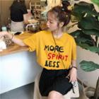 Short-sleeve Letter Print T-shirt As Shown In Figure - One Size