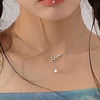 Rhinestone Horoscope Necklace Silver - One Size