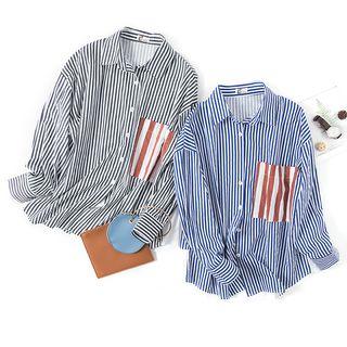 Long-sleeve Striped Pocket Shirt