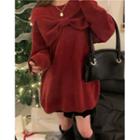 Cut-out Bow Accent Sweater Red - One Size