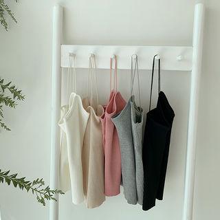 Spaghetti-strap Rib Knit Cami Top
