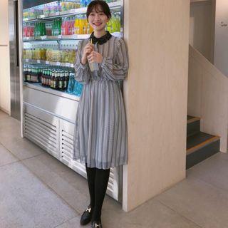 Long-sleeve Lace A-line Dress As Shown In Figure - One Size