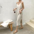 V-neck Spaghetti-strap Linen Dress